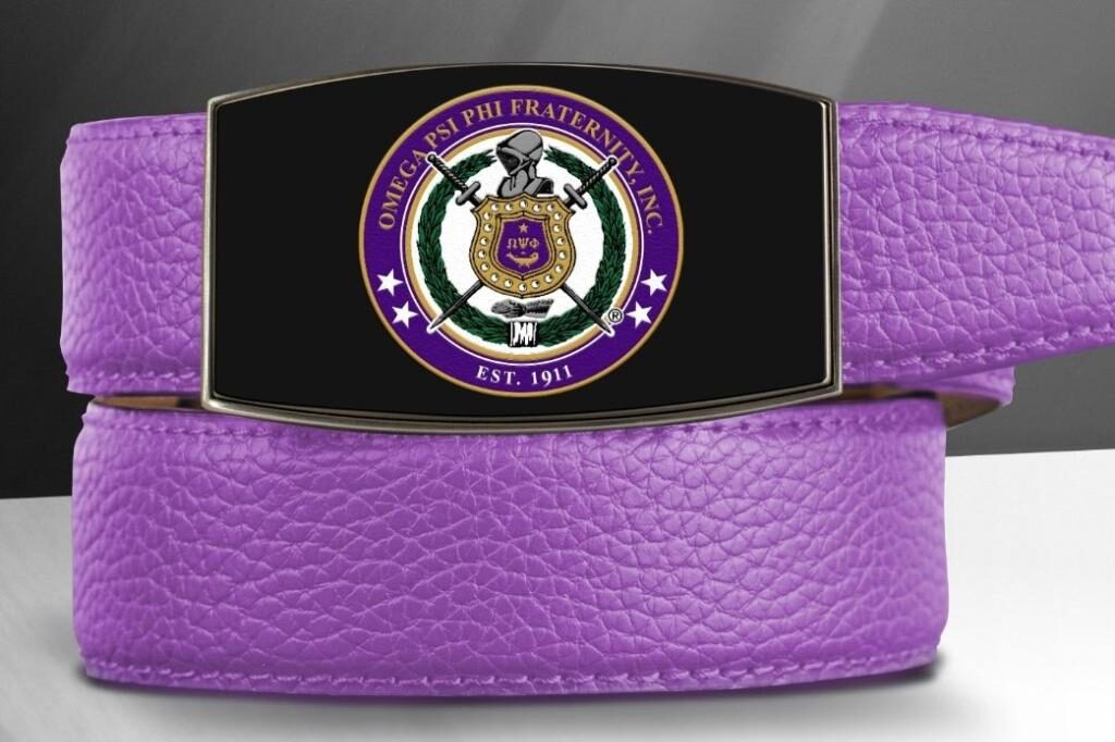 Omega Psi Phi Custom Purple Golf Belt (Blk Plate) | Hamilton Golf
