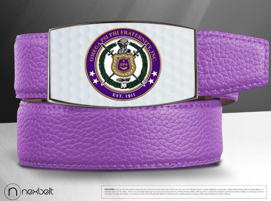 Omega Psi Phi Custom Purple Golf Belt (Wht Plate) | Hamilton Golf